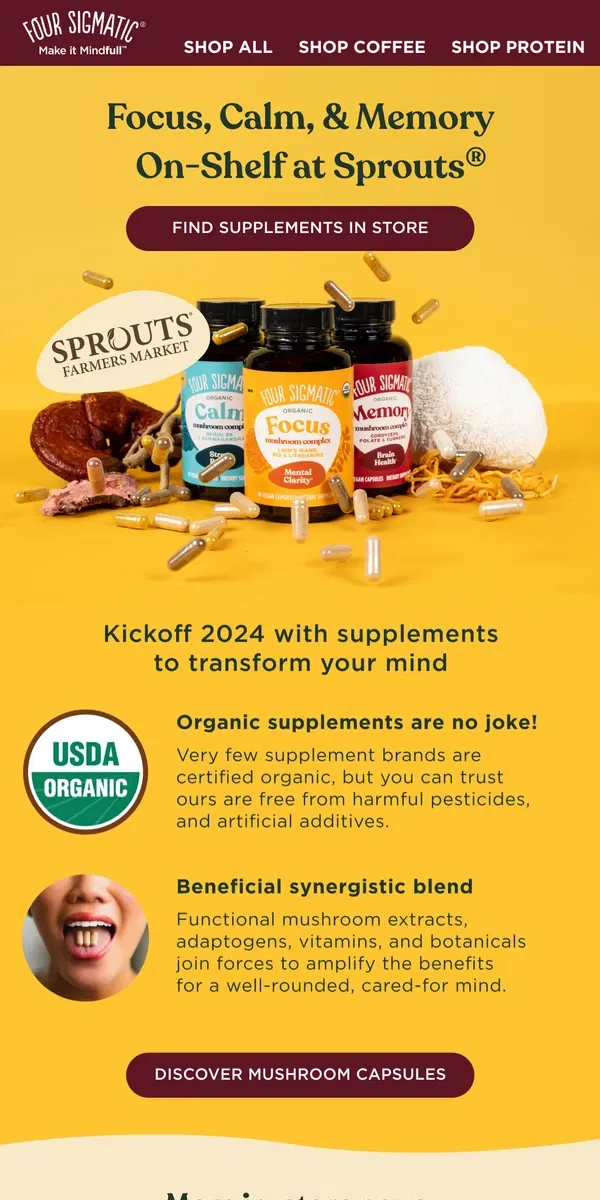 Email from Four Sigmatic. Mushroom supplements are in your neighborhood