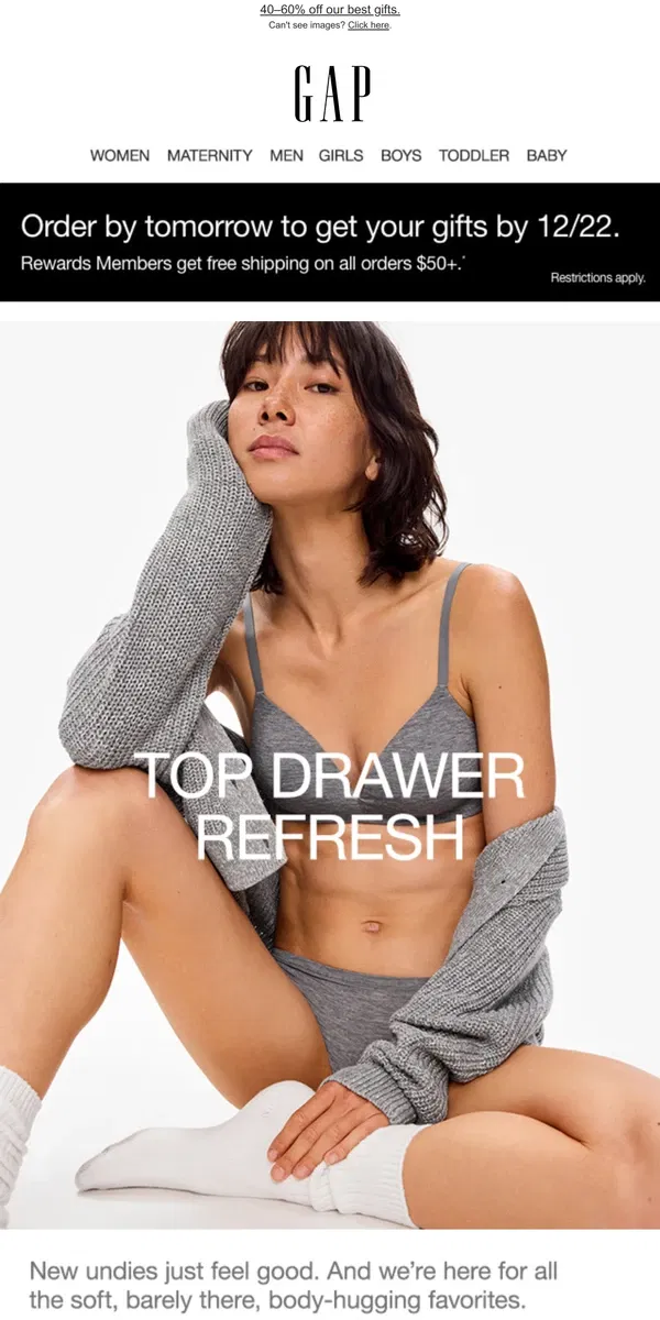 Email from GAP. First layer = BEST LAYER