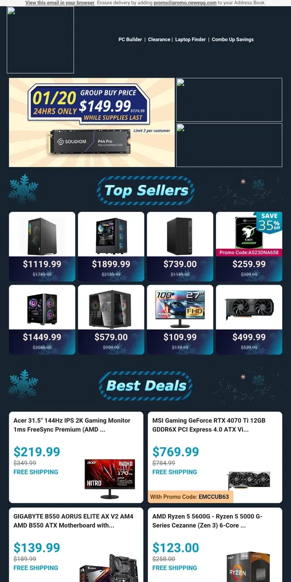 Email from Newegg. 🔥 $259.99 on Seagate 18TB Exos X18 Enterprise Hard Drive HDD – Unbeatable Deal! 💥