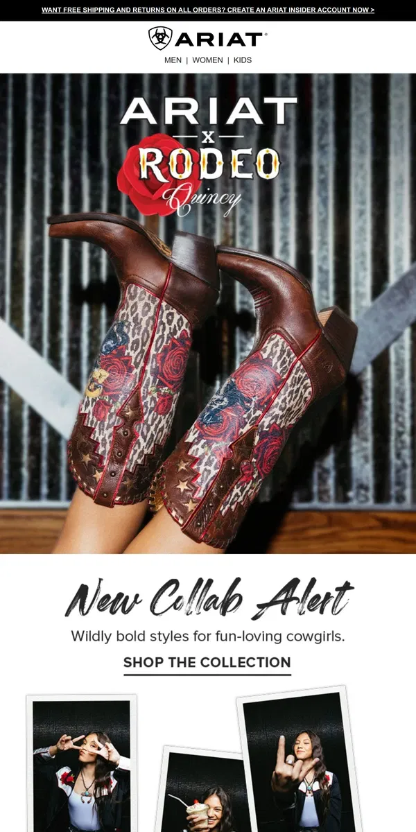 Email from Ariat. Shop Our New Collab With Rodeo Quincy