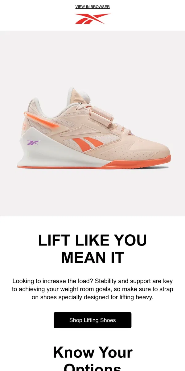 Email from Reebok. Your must-have lifting shoes 🏋️