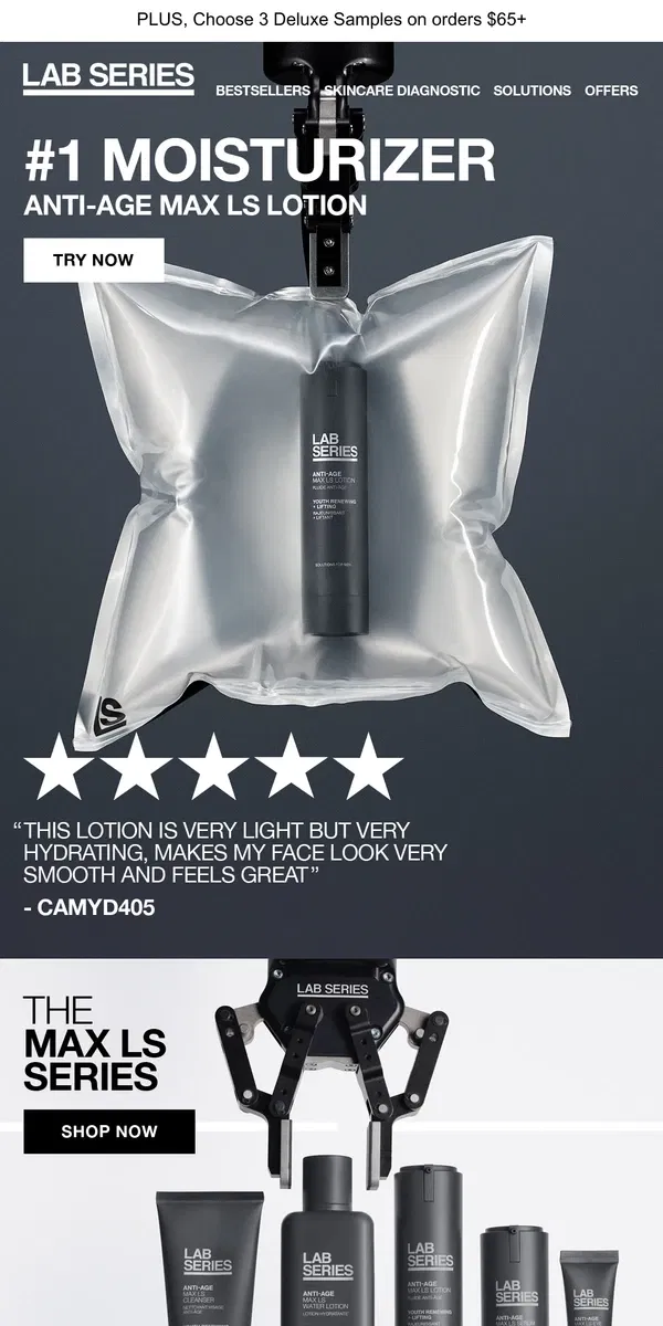 Email from Lab Series. "This Lotion is Very Light But Very Hydrating" ⭐⭐⭐⭐⭐