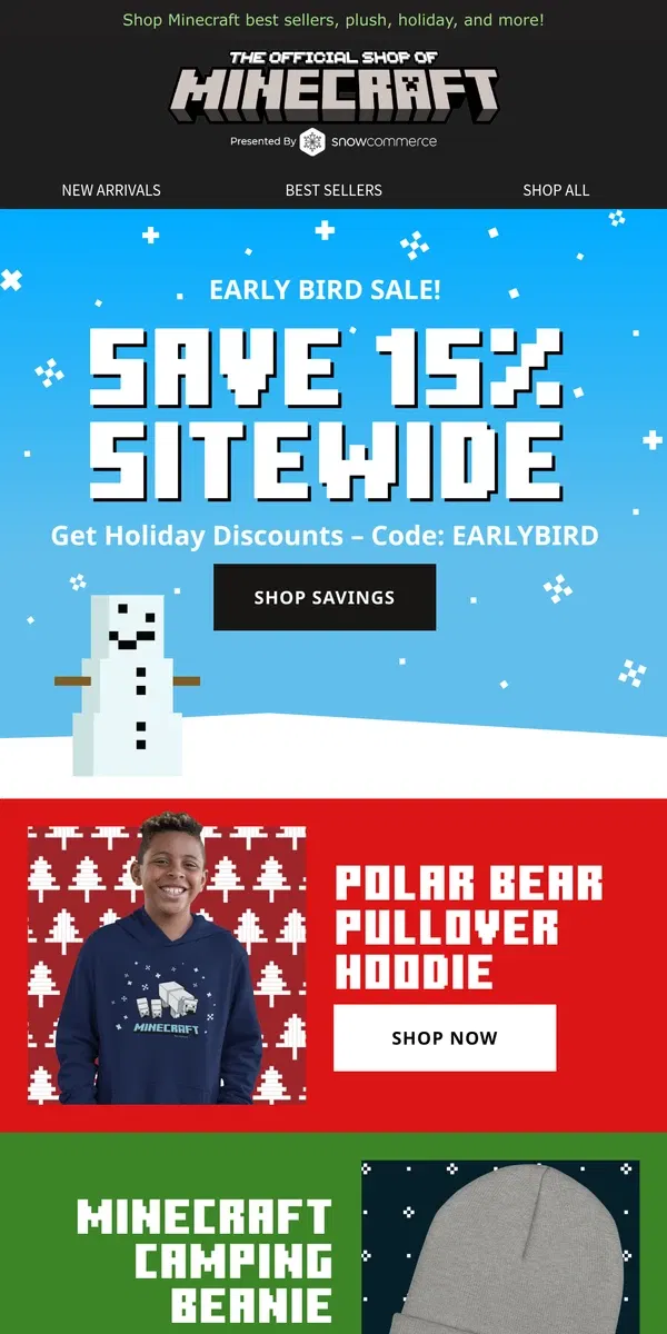 Email from Minecraft. Save 15% for Early Shopping! 🎁