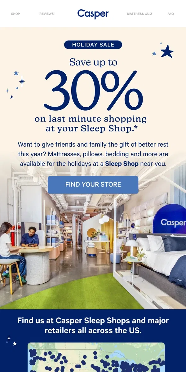 Email from Casper. Last minute shopping?