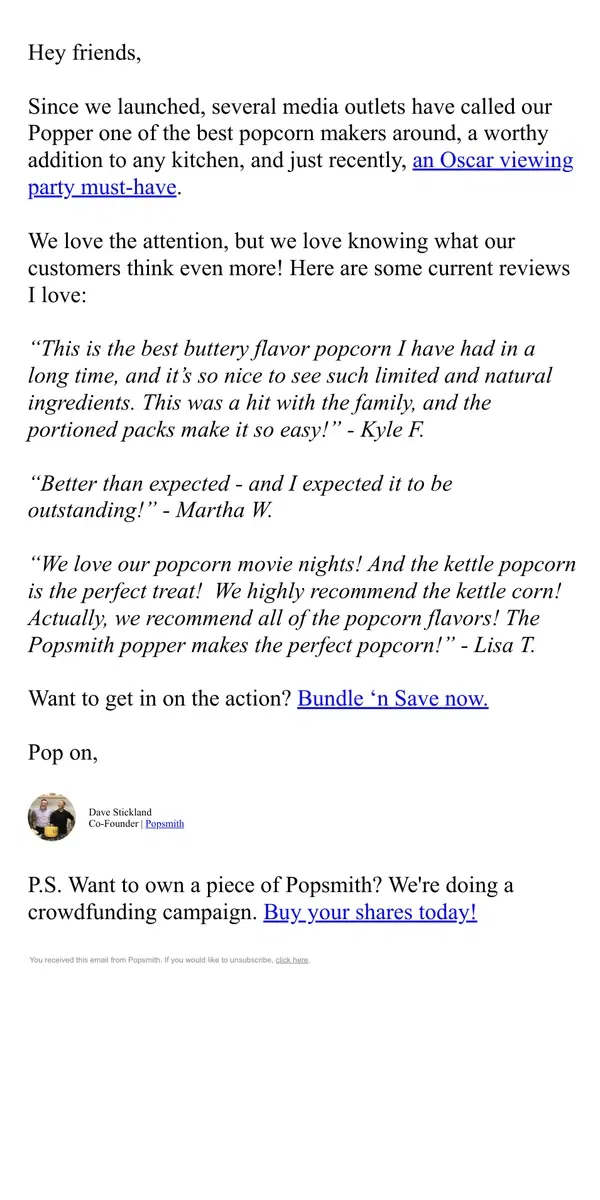 Email from Popsmith. How people *really* feel about Popsmith