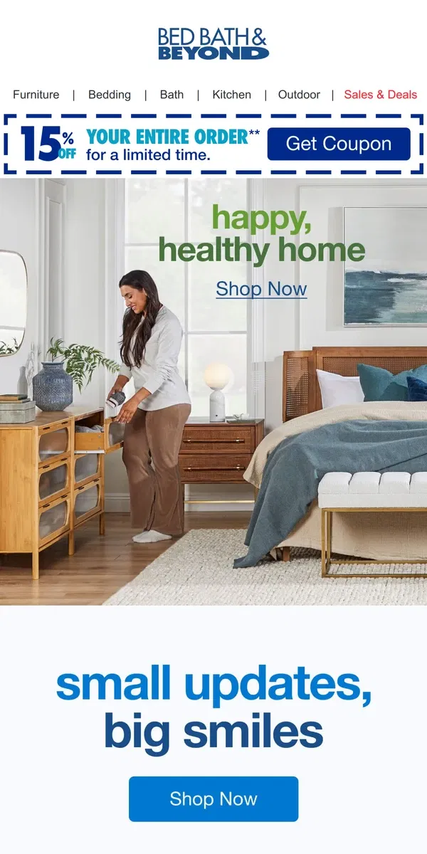 Email from Bed Bath & Beyond. 15% off Everything You need for an Organized Home 🏡