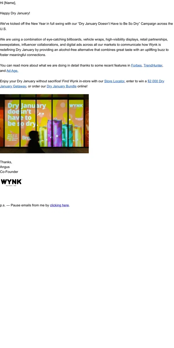 Email from WYNK. Dry January doesn't have to be so dry