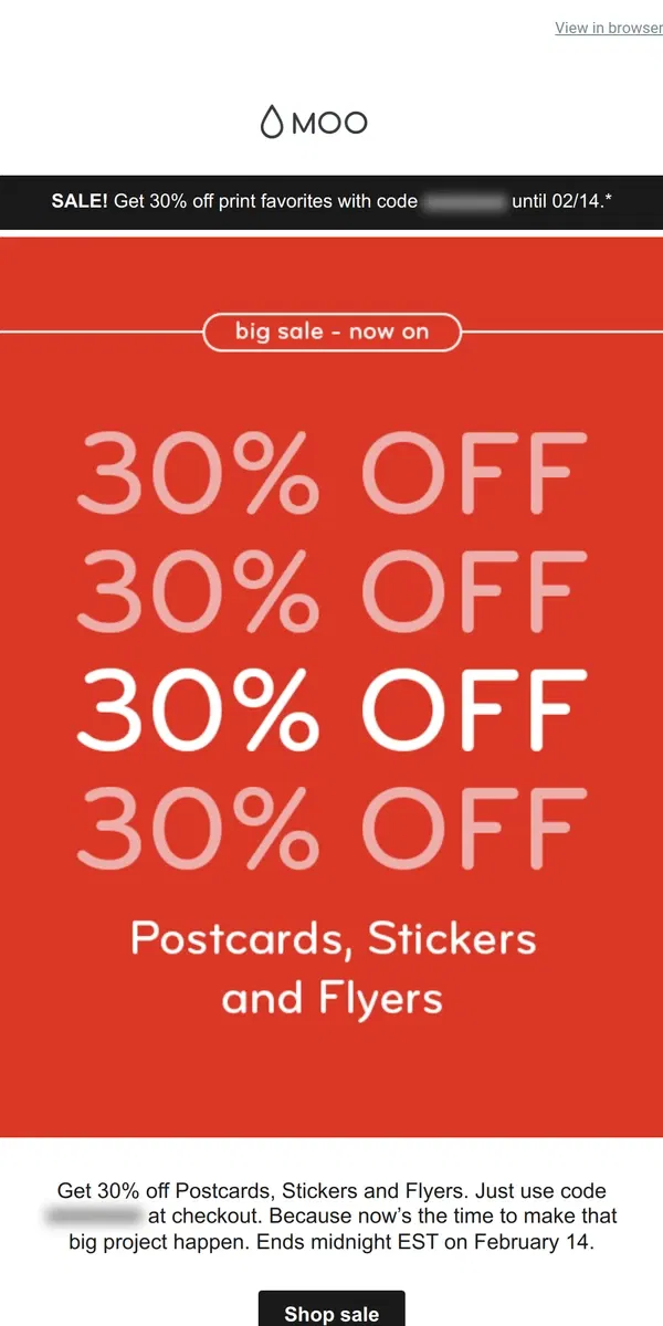 Email from MOO. 🎉 This is it. 30% off now on.