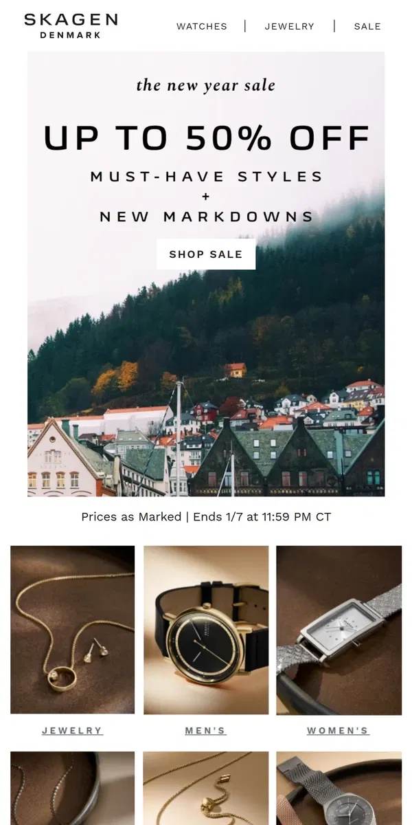 Email from Skagen. new year, new markdowns.