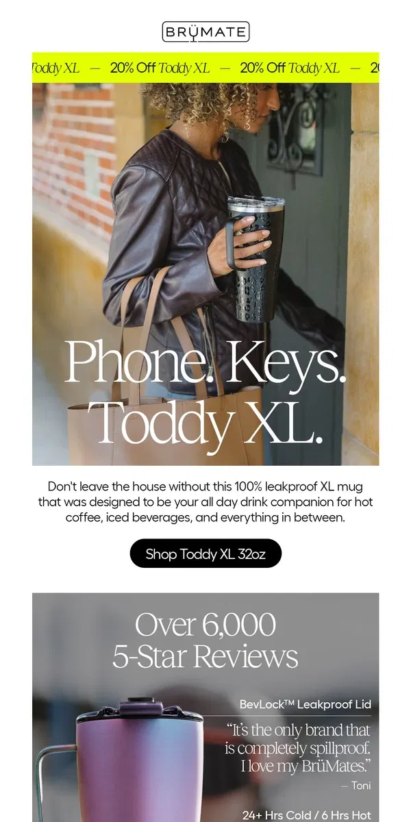 Email from BruMate. Keys ✅ Phone ✅ Toddy XL ✅