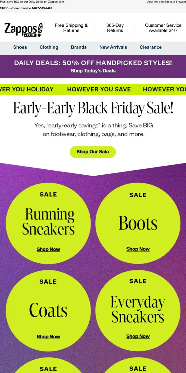 Email from Zappos. 🚨 Gain Early-Early Black Friday Access NOW! 🚨