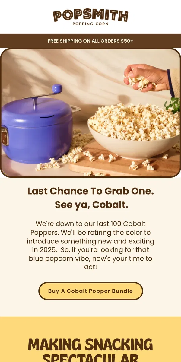 Email from Popsmith. We're Running Out of The Cobalt Popper