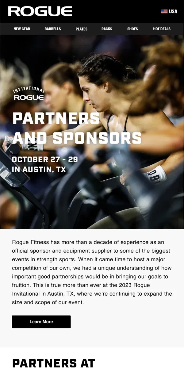 Email from Rogue Fitness. Rogue Invitational Partners & Sponsors