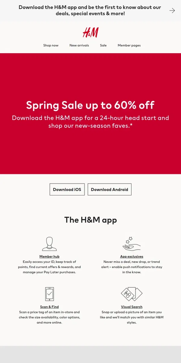 Email from H&M. App early access: up to 60% off 📱