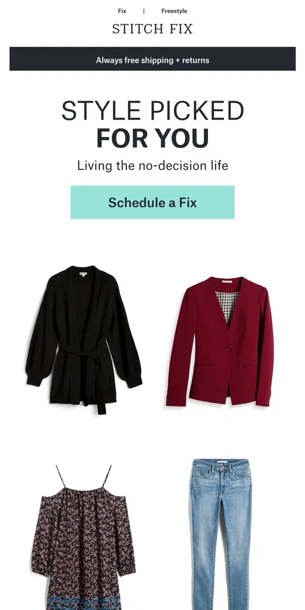 Email from Stitch Fix. New-for-you styles