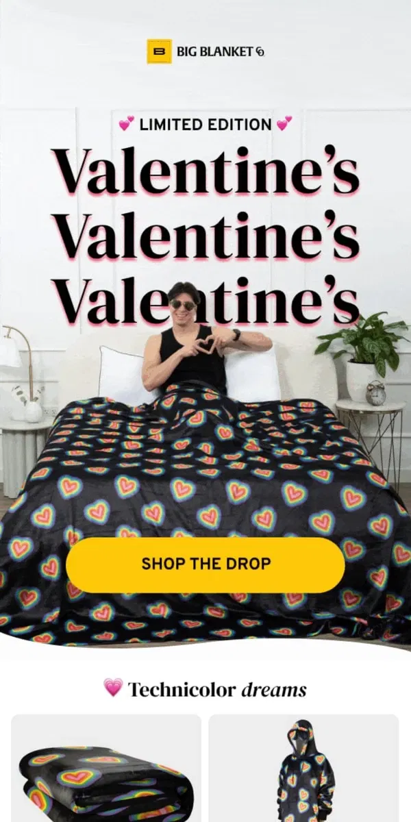 Email from Big Blanket Co. ❣️ NEW DROP: Valentine's Day Collection