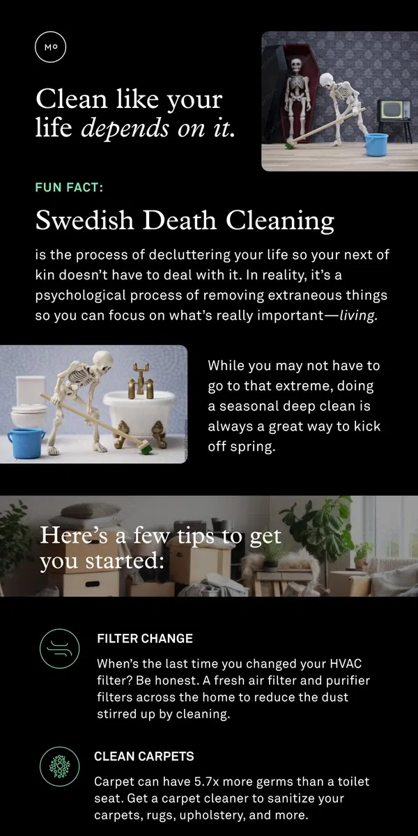 Email from Molekule. Swedish Death Cleaning? We’re in.