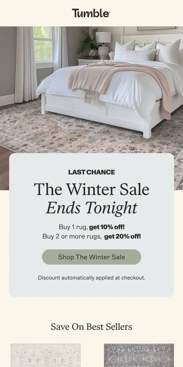 Email from Tumble. WINTER SALE ENDS TONIGHT!