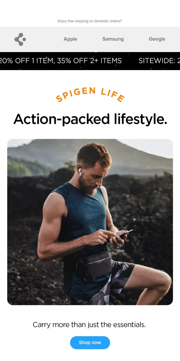 Email from Spigen. New bags for life