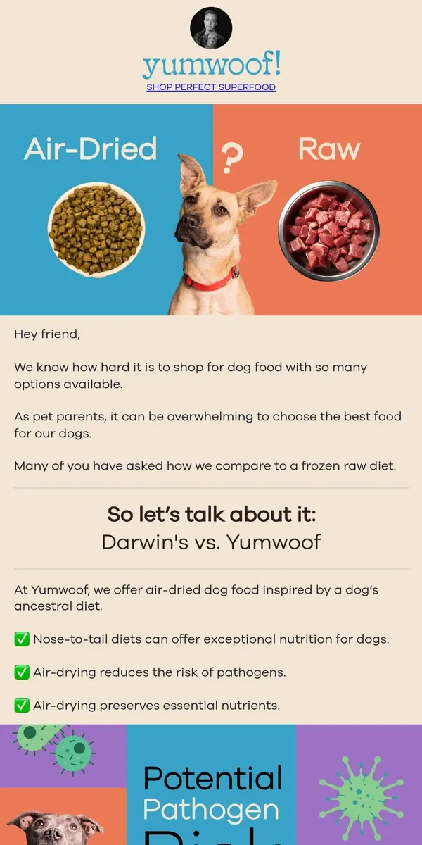 Email from Yumwoof!. Which one is in your cart?  🛒