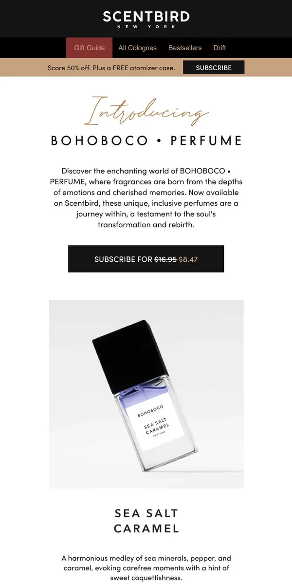 Email from Scentbird. Meet BOHOBOCO • PERFUME