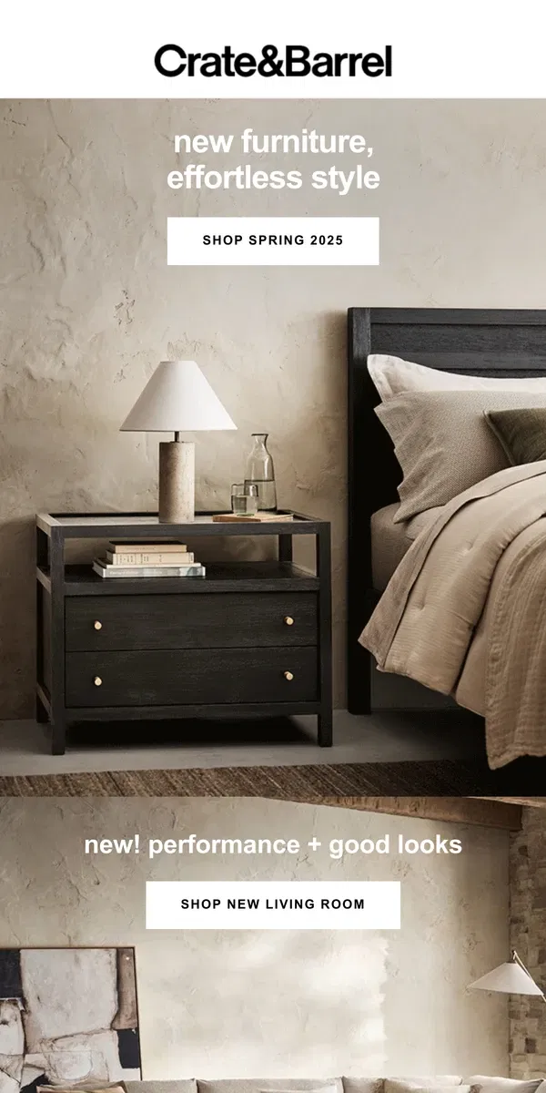 Email from Crate & Barrel. NEW furniture is here: Discover your spring collection faves