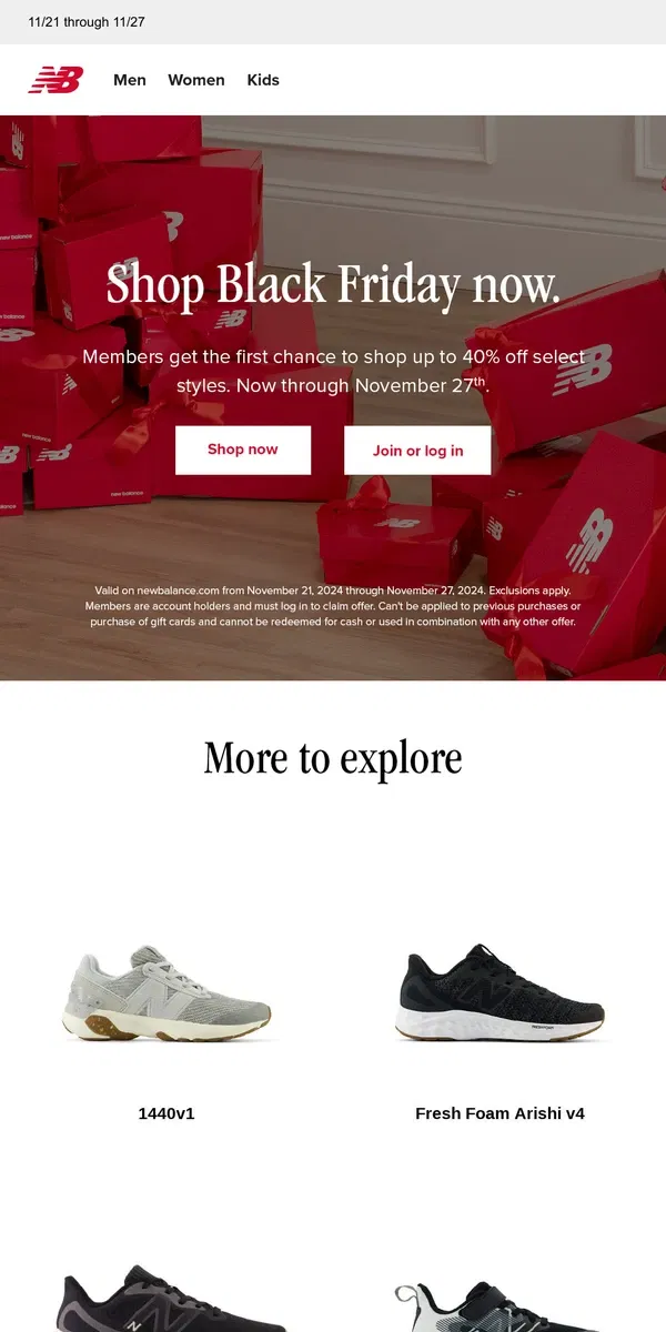 Email from New Balance. Members: Get a first look at Black Friday.