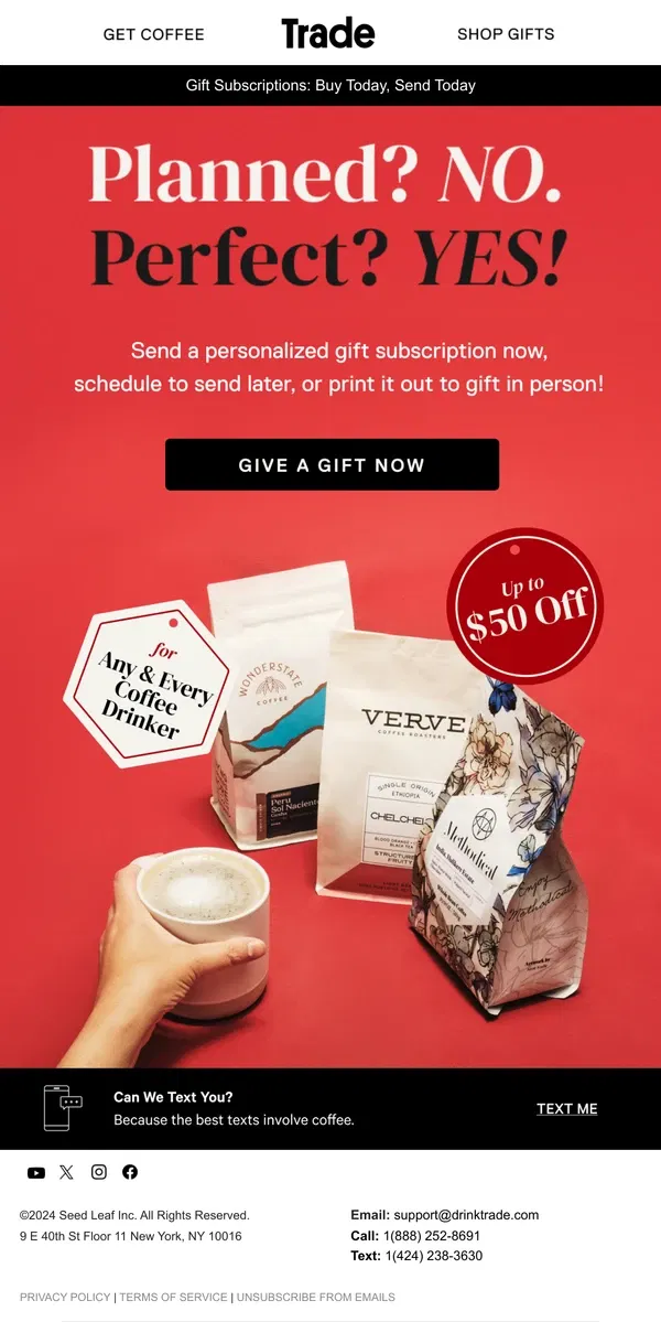 Email from Trade Coffee. The best gift in just a few clicks!