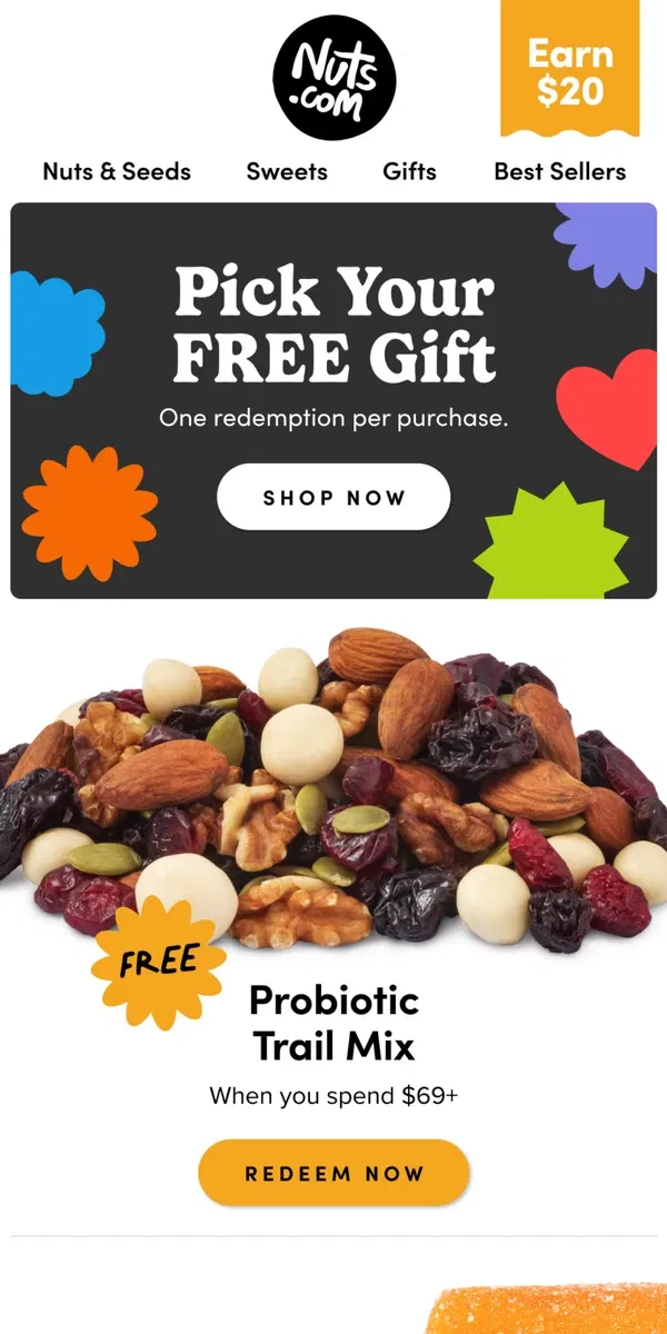 Email from Nuts.com. Email Exclusive: FREE Gift &lt;3