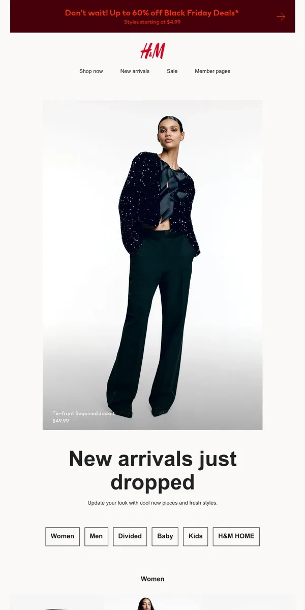 Email from H&M. Shop what's new