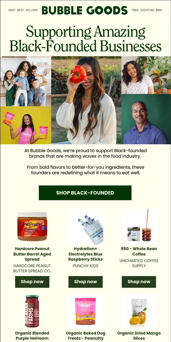 Email from Bubble Goods. Support Black-Founded Businesses!