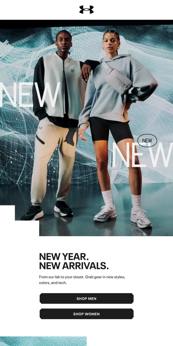 Email from Under Armour. Start the year strong. Catch cool new arrivals.