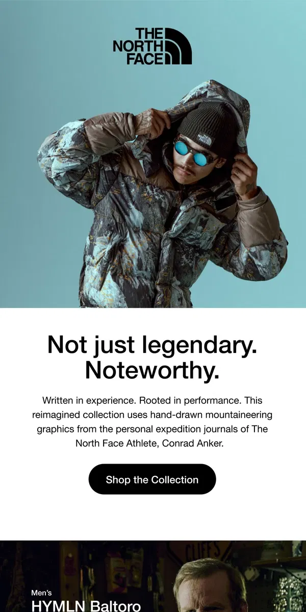 Email from The North Face. Just in: Conrad Anker's Notes Collection