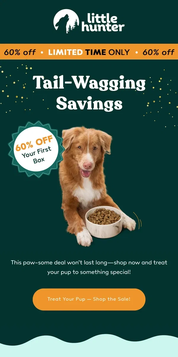 Email from Little Hunter. Last Chance! Save on Your Pup's Favorite Food! 🐾⏳