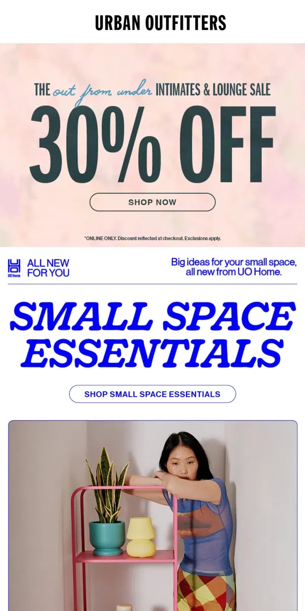 Email from Urban Outfitters. small space, big ideas 💭🏠