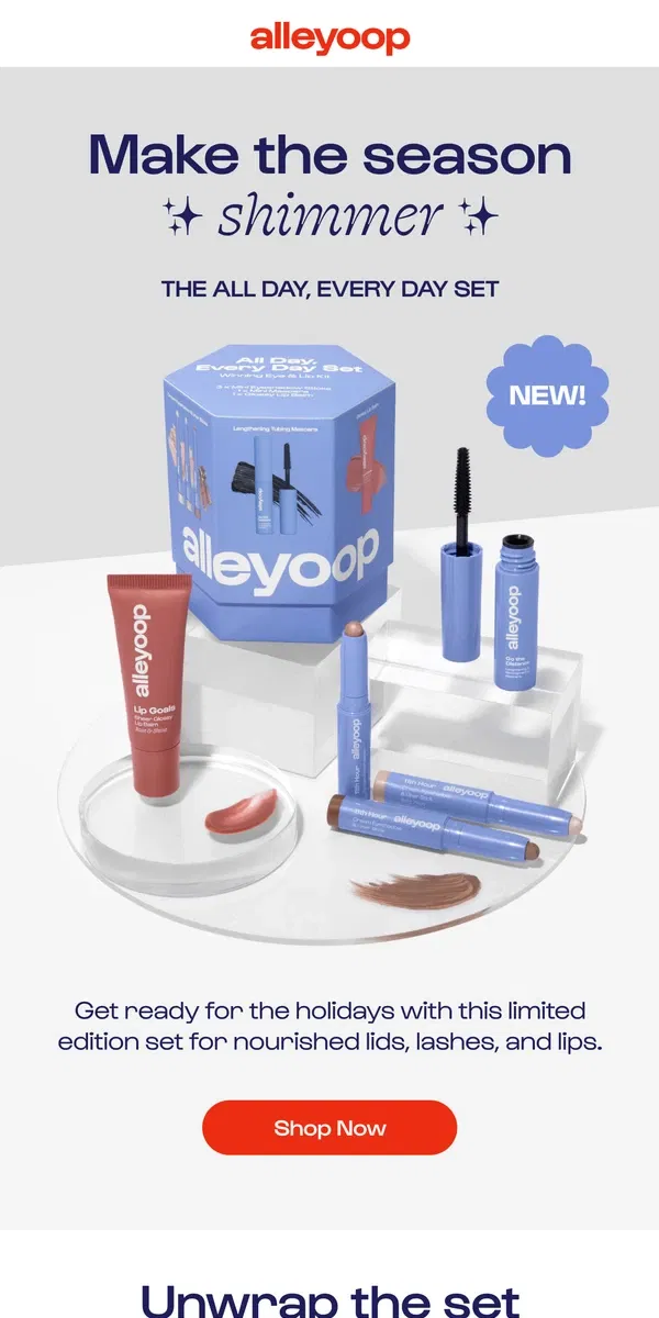 Email from Alleyoop. New: The All Day Every Day Set