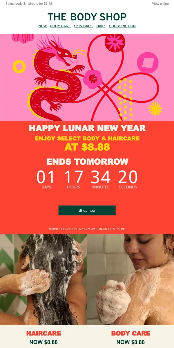 Email from The Body Shop. 🎉 HAPPY LUNAR NEW YEAR! - Treat Yourself!