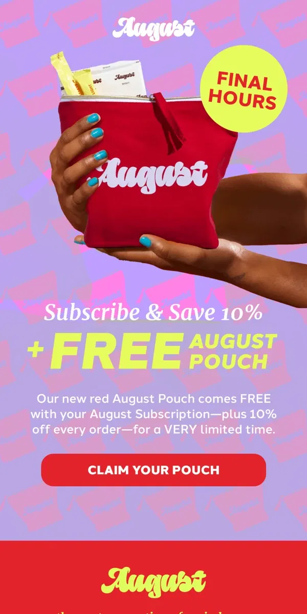 Email from August. Savings start early this year!