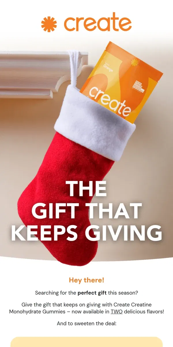 Email from Create Wellness. “The perfect gift doesn’t exi–”