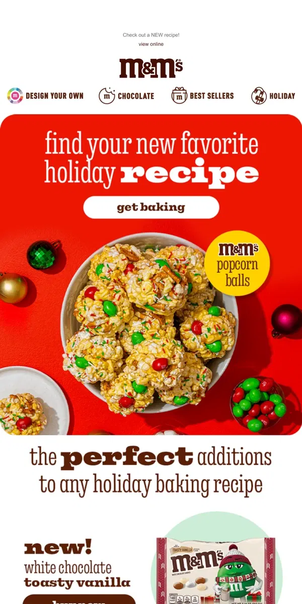 Email from M&M's. Holiday Baking with M&M'S, Yum!