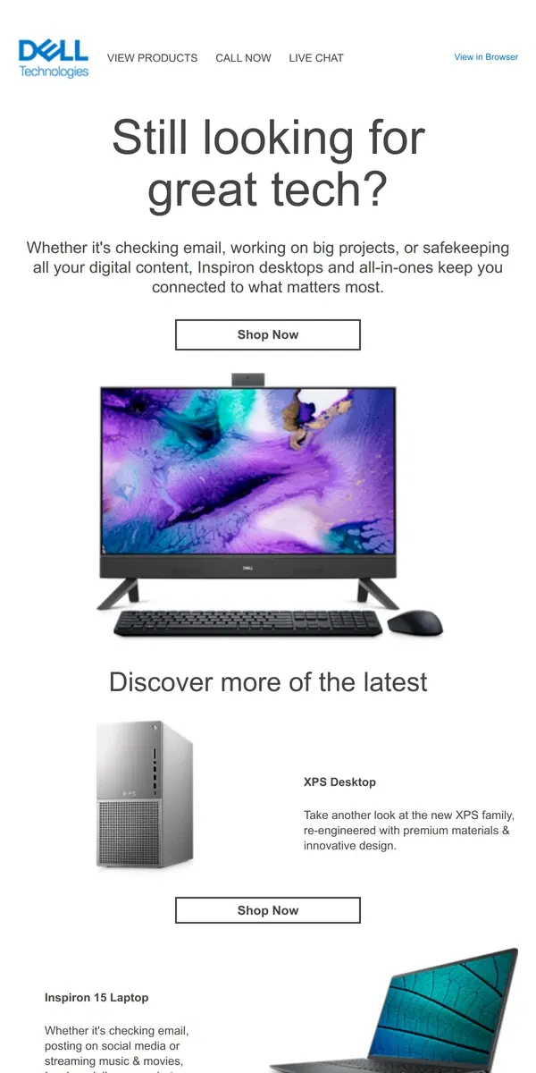 Email from Dell. Still searching for the right Inspiron Desktop?