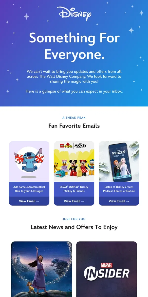 Email from shopDisney. Get started with the latest Disney news and offers!