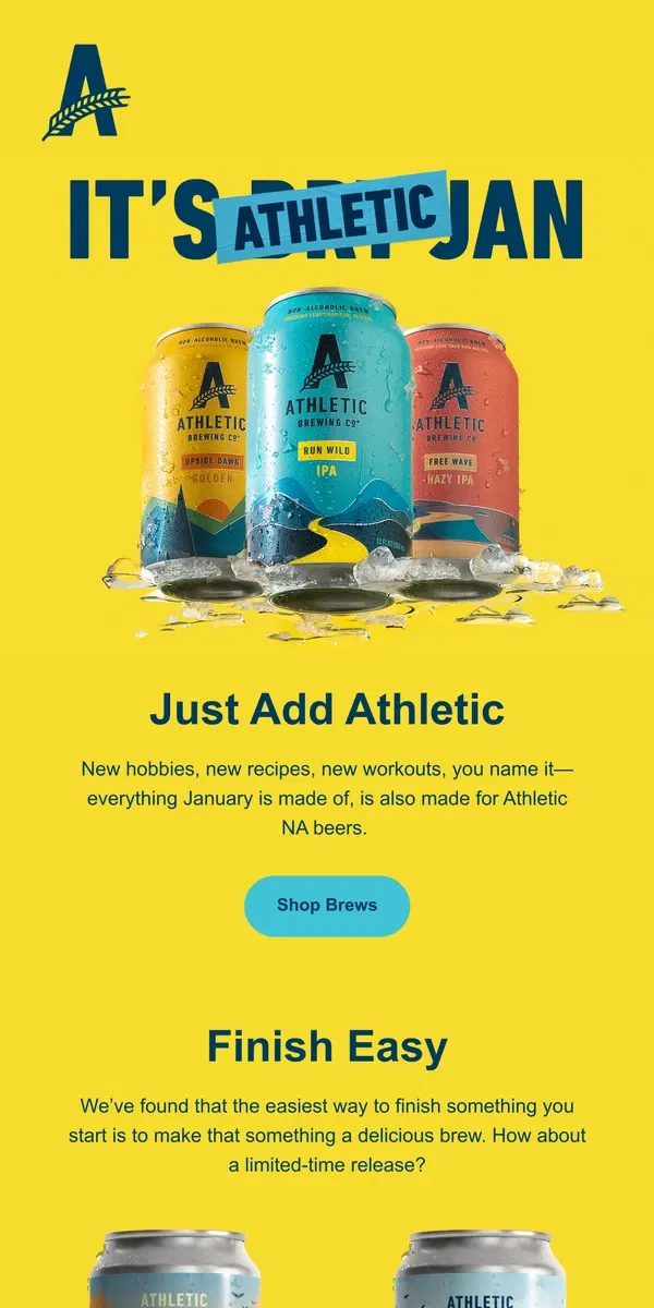 Email from Athletic Brewing Co. resolutions make us thirsty 🍻