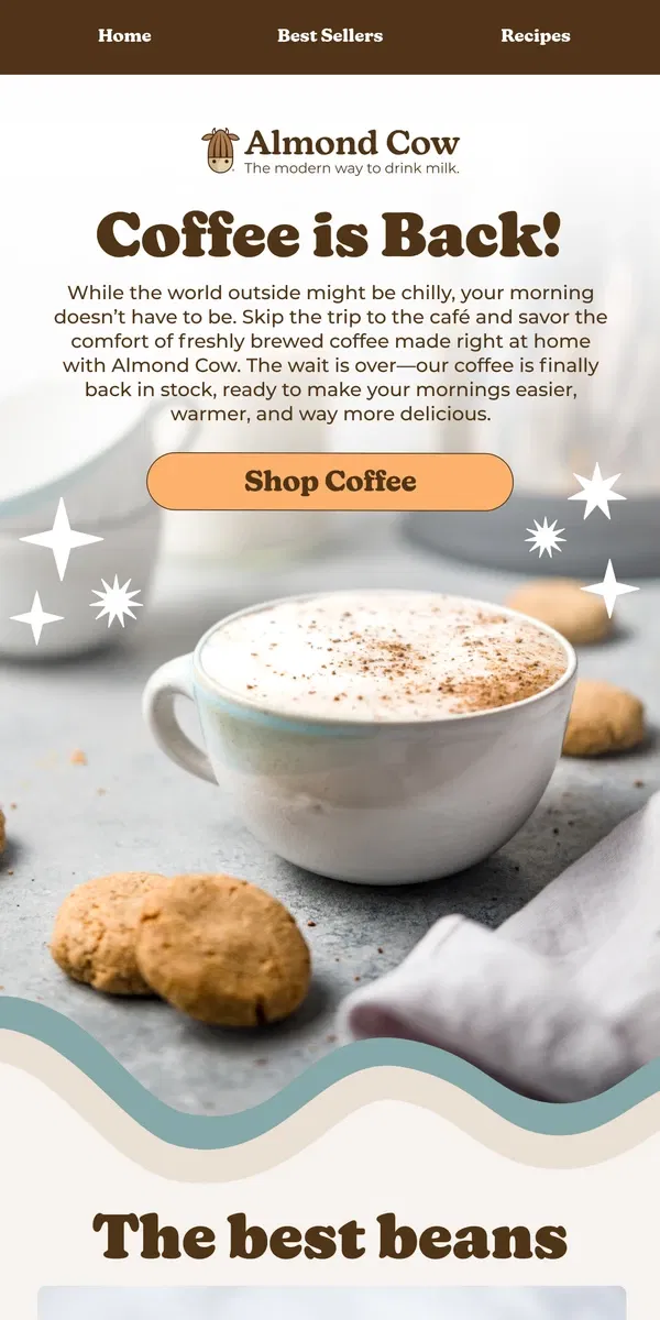 Email from Almond Cow. ☕The Coffee everyone's been talking about is back ☕