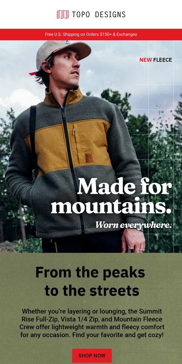 Email from Topo Designs. 🏔️ Mountain Tough, Layer Ready