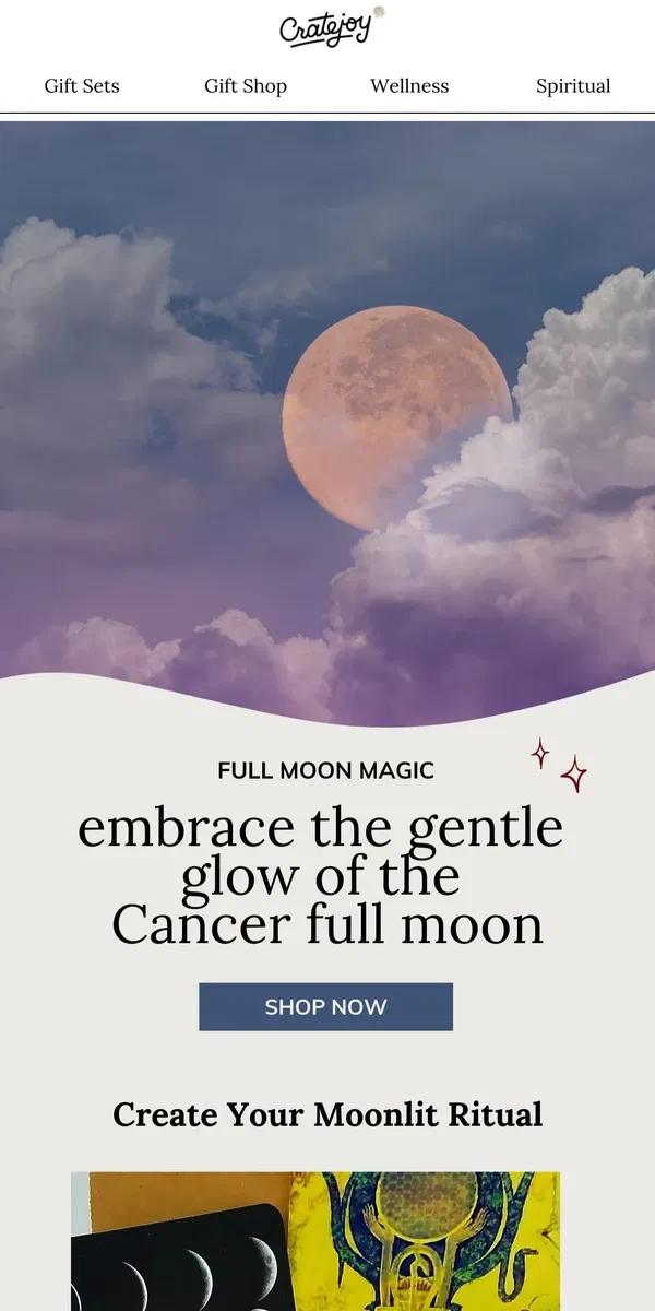 Email from Cratejoy. Embrace the energy of tonight's full moon 🌕