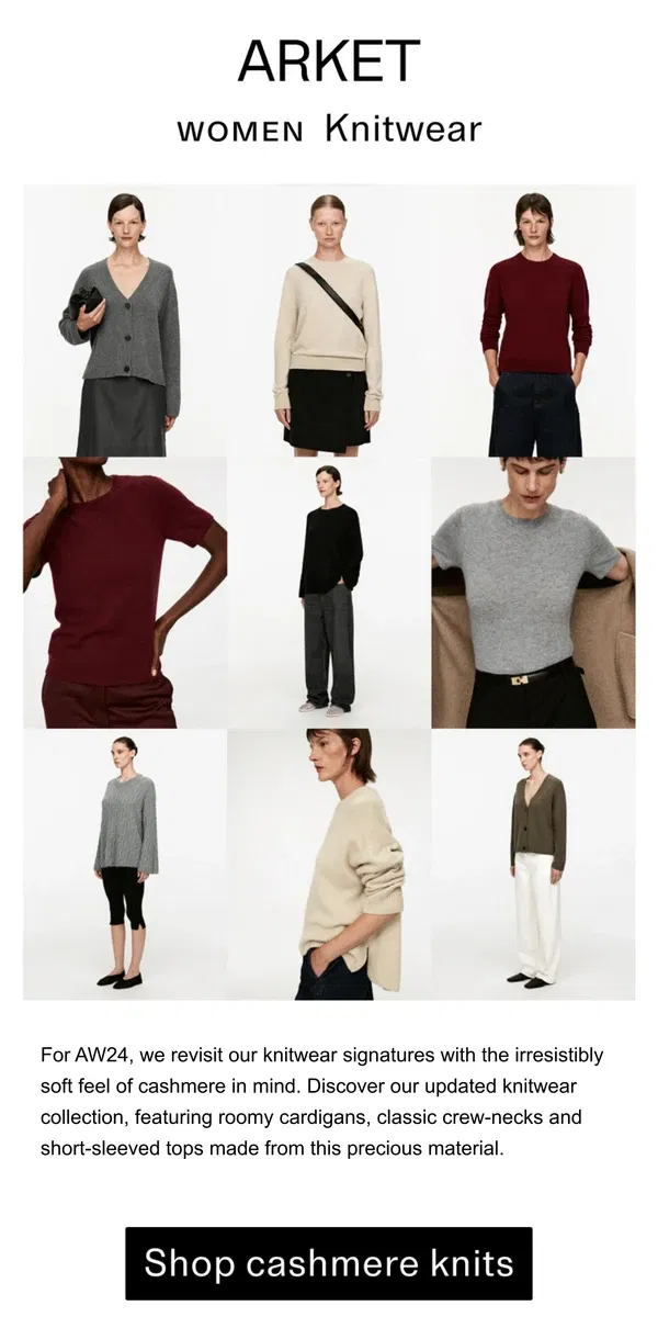 Email from ARKET. Cashmere knits