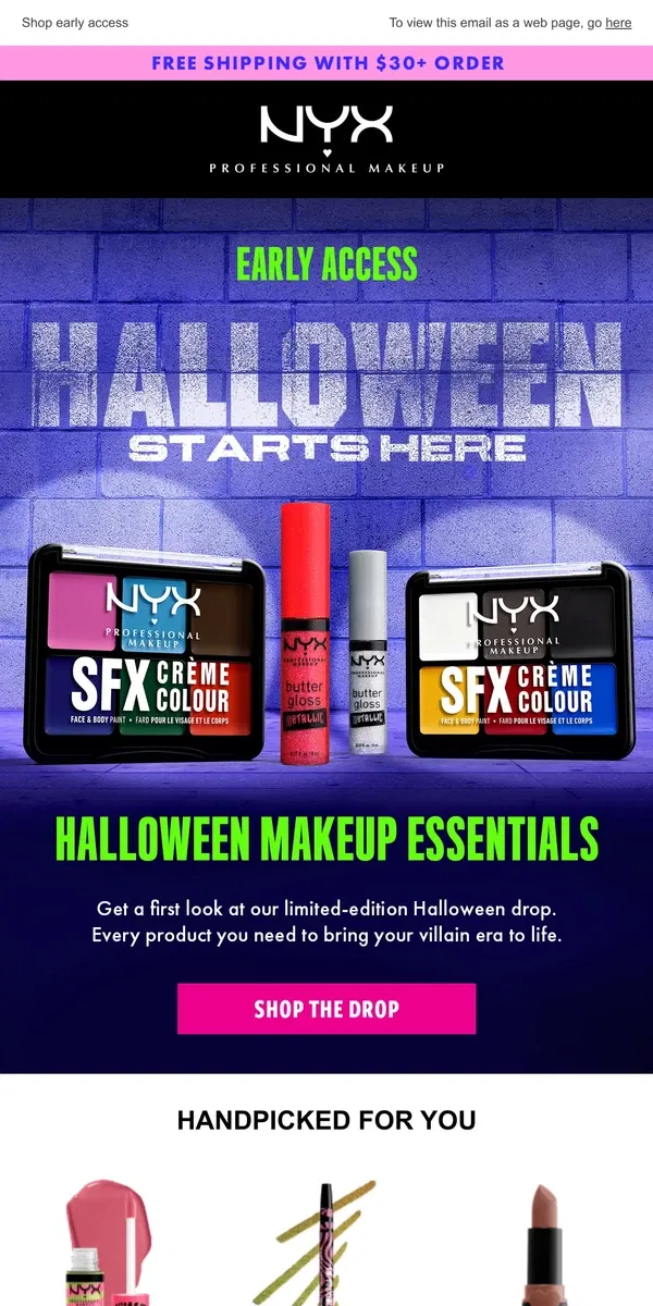 Email from NYX Professional Makeup. Sneak peek 🖤 Our HALLOWEEN COLLECTION is here