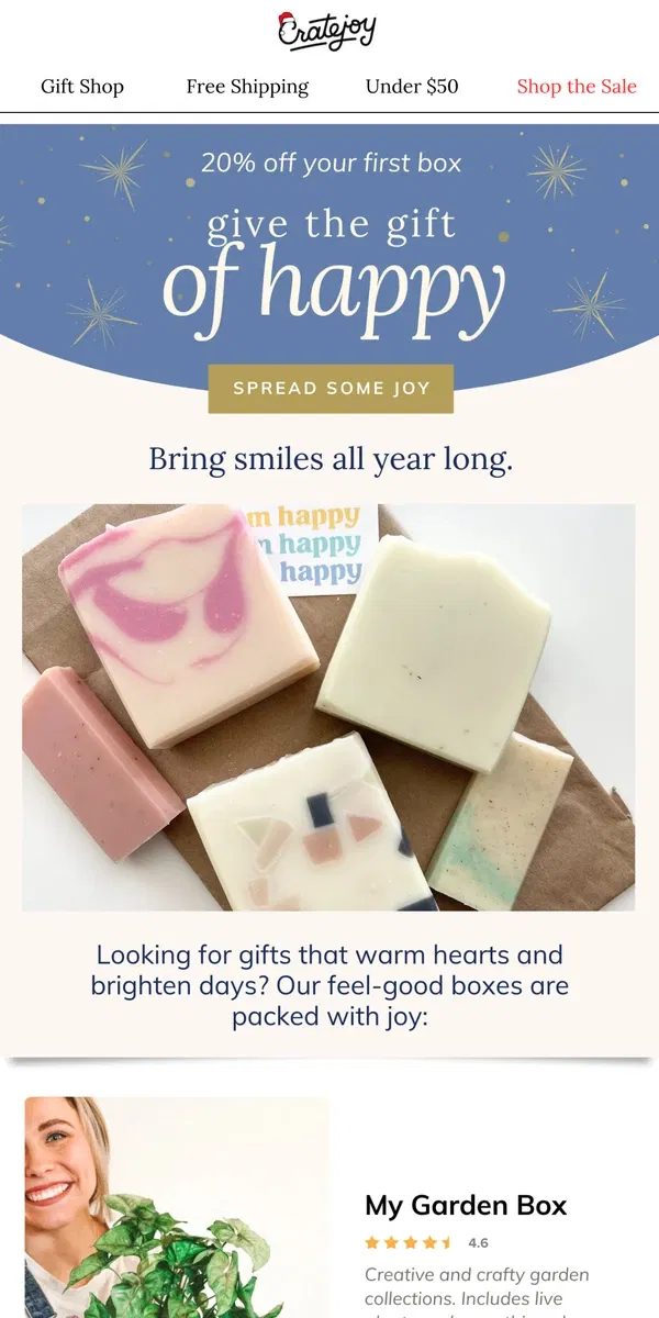 Email from Cratejoy. Found it: Your perfect feel-good gift 💝