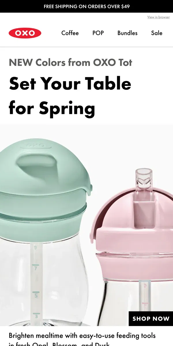 Email from OXO. Tot utensils in fresh new colors